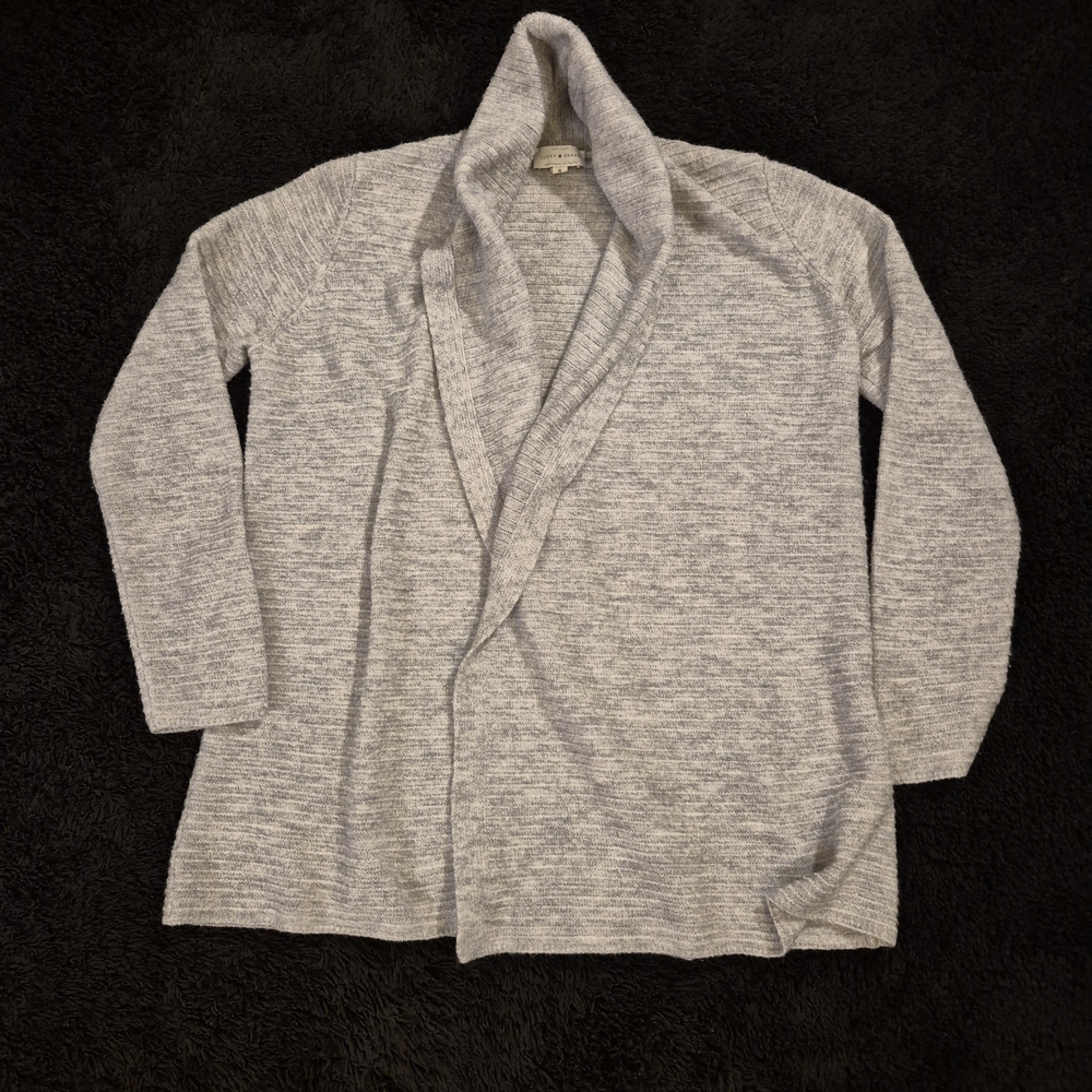 Lucky Brand Womens Heather Open Front Waterfall Shawl Collar Drape Cardigan Grey